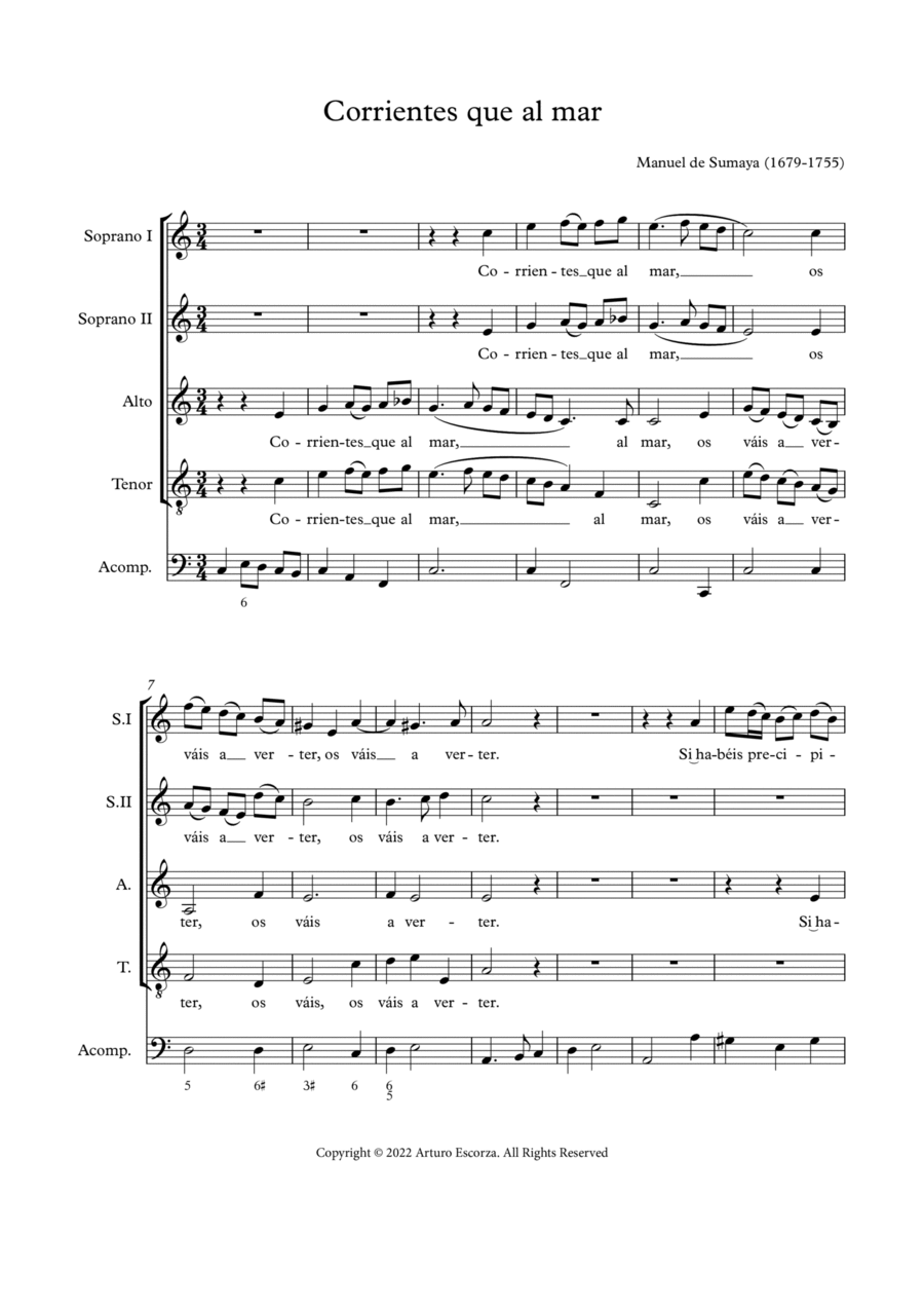 Book cover for Corrientes que al mar - Villancico a 4 - Score Only