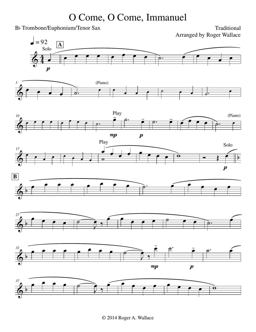 O Come, O Come, Immanuel (Emmanuel) - Trombone & Piano Piano scores gallery preview page 6