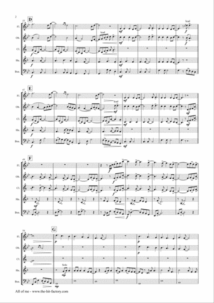 All Of Me Woodwind Quintet scores gallery preview page 2