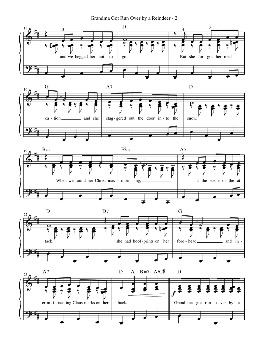 Grandma Got Run Over By A Reindeer Piano, Vocal scores gallery preview page 3