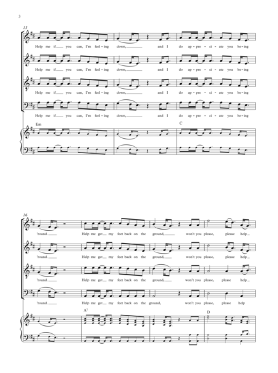 Help! (arr. Gitika Partington) 4-Part scores gallery preview page 3