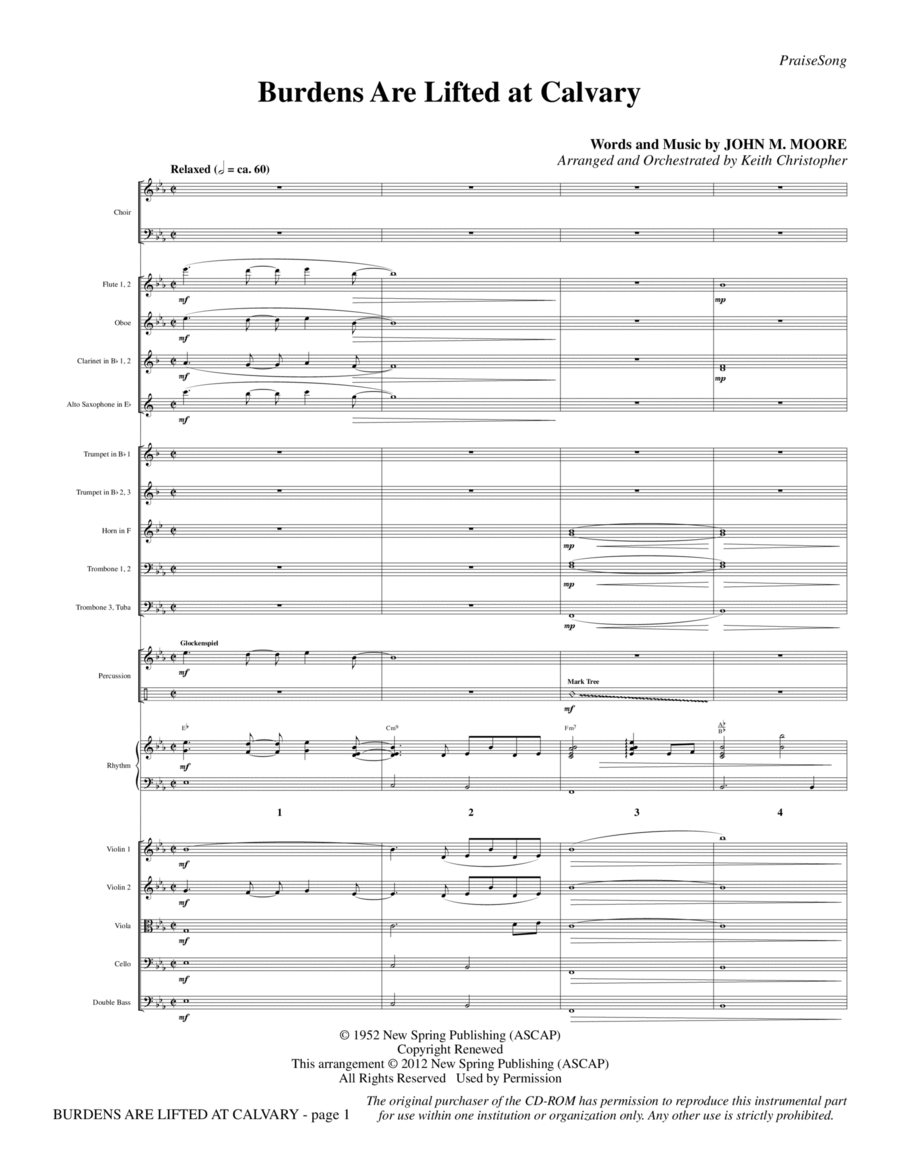 Burdens Are Lifted At Calvary - Full Score Choir scores gallery preview page 1
