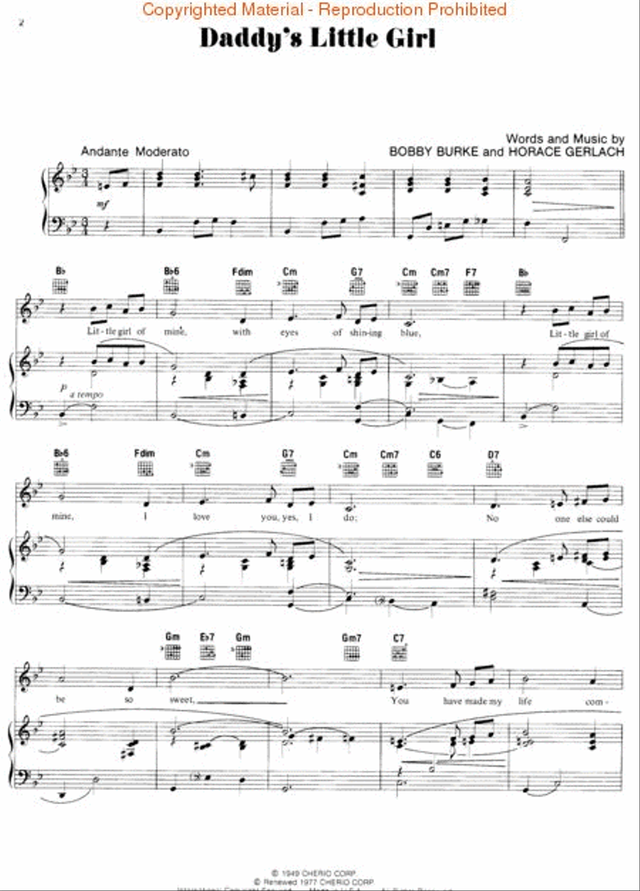 Daddy's Little Girl Piano, Vocal, Guitar scores gallery preview page 2
