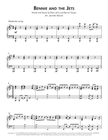 Bennie And The Jets (Late Intermediate Piano) image number null