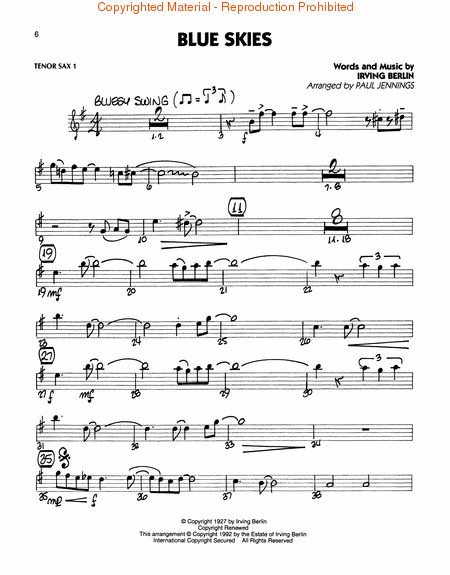 Swing Classics for Jazz Ensemble – Tenor Sax 1