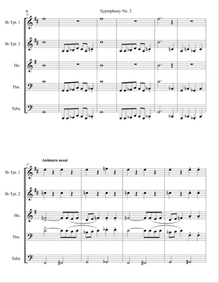 Symphony No. 2 Movement 1 Brass Ensemble scores gallery preview page 4