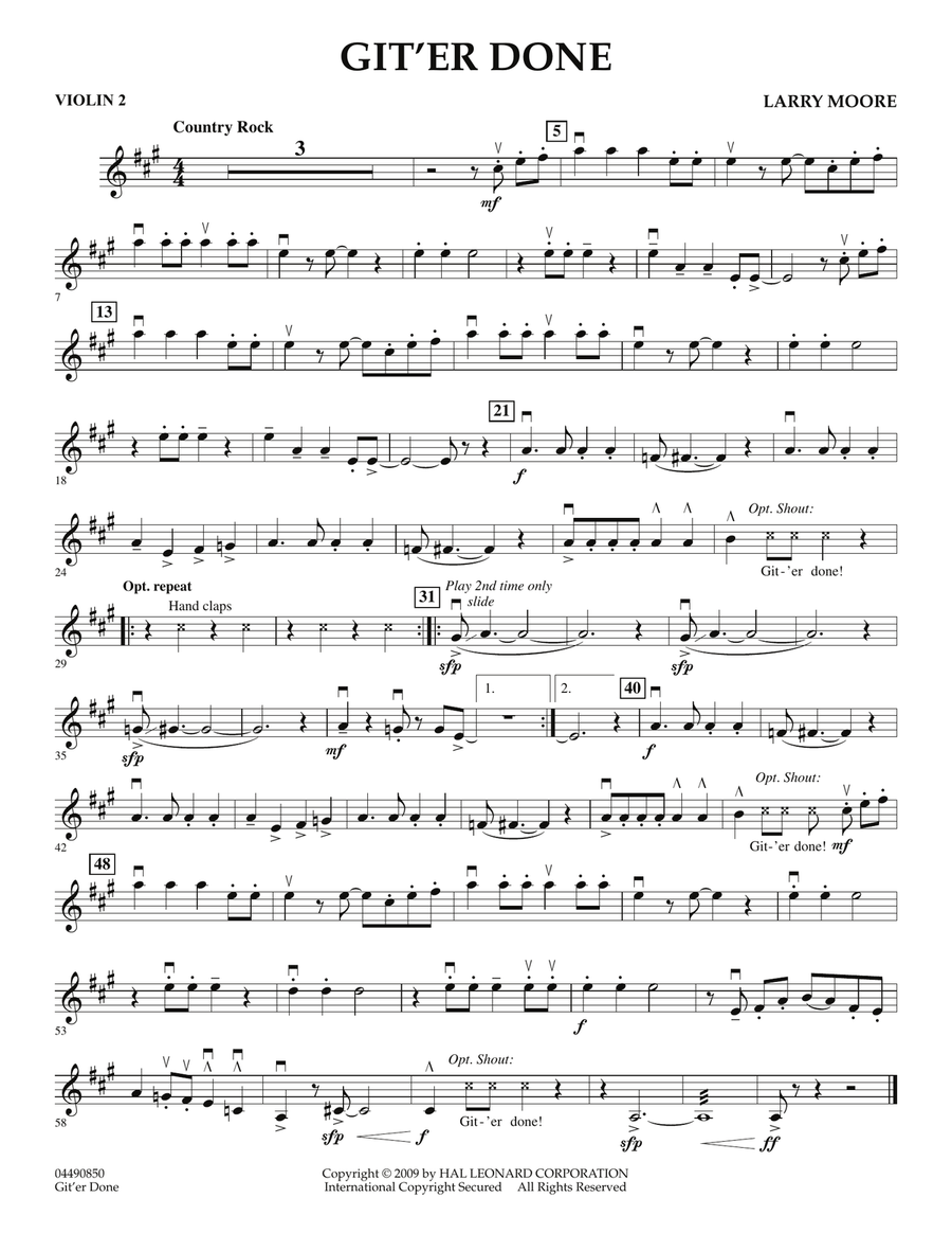 Git'er Done - Violin 2 Orchestra scores gallery preview page 1