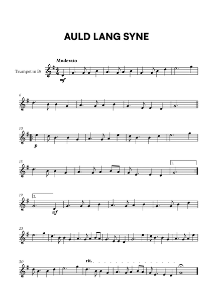 Traditional - Auld Lang Syne for Trumpet in Bb Solo image number null