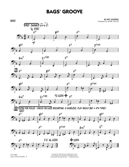 Jazz Combo Pak #34 (Modern Jazz Quartet) - Bass