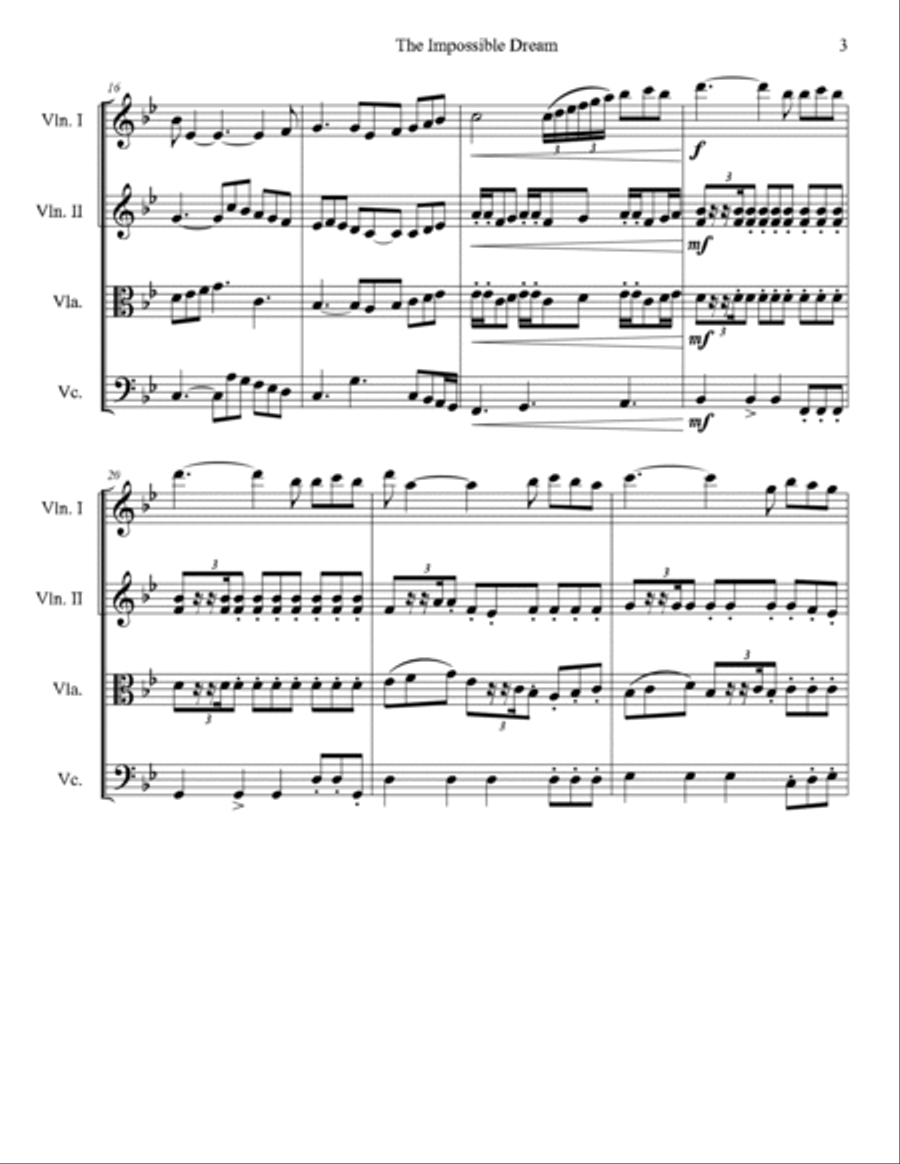 The Impossible Dream The Impossible Dream String Quartet scores gallery preview page 4