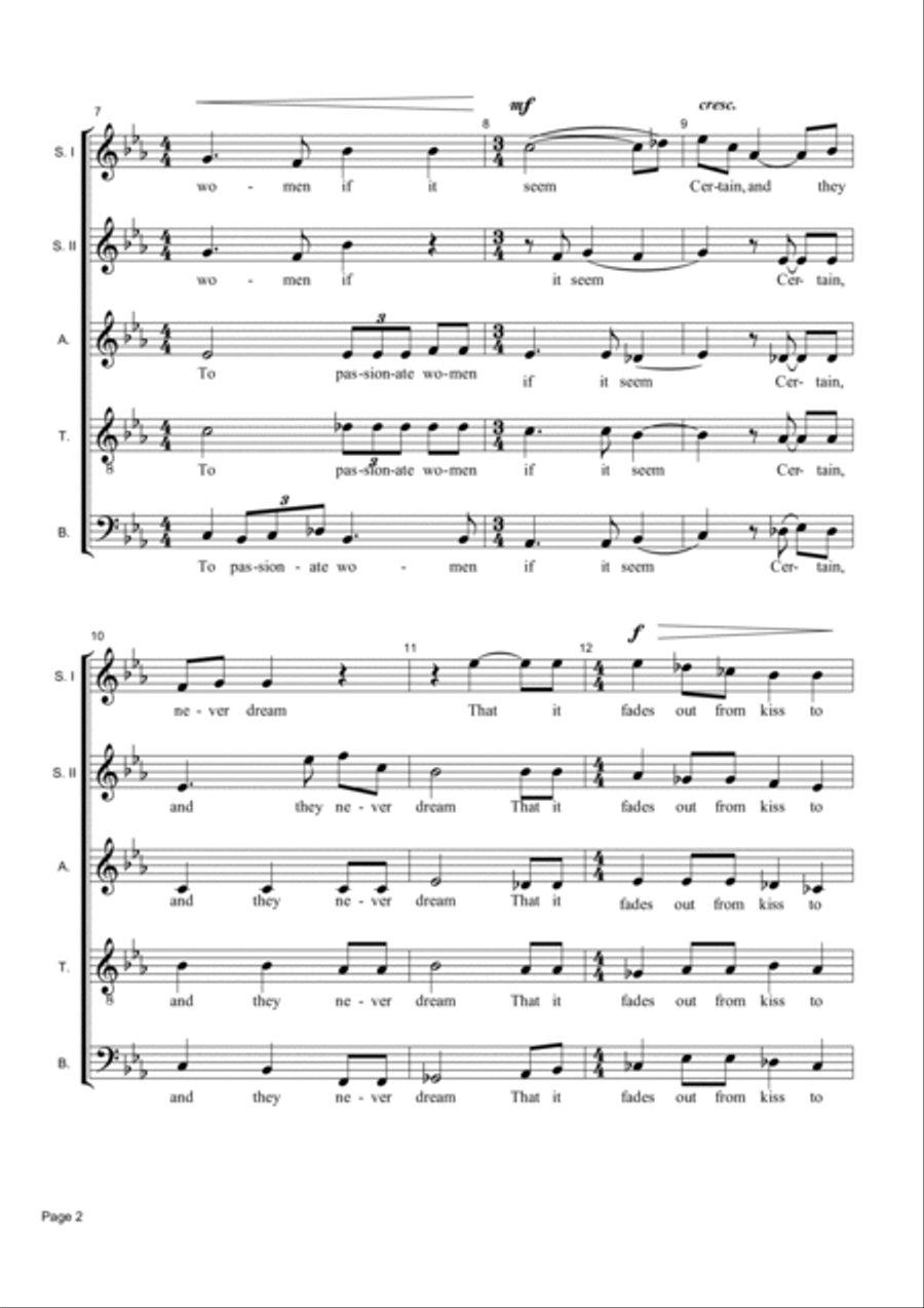 Never Give All The Heart - Part-Song for SATB Choir image number null