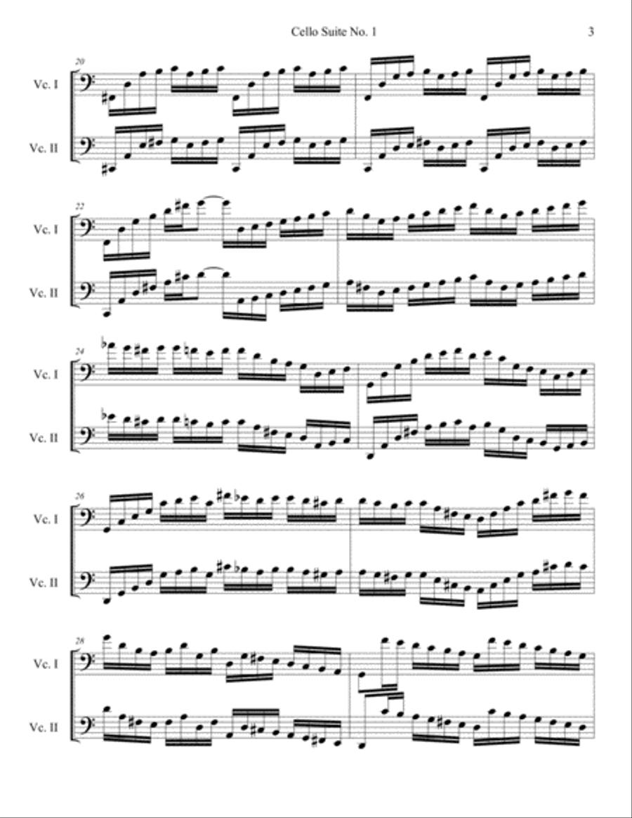 Cello Suite No. 1, BWV 1007: I. Prelude String Duet scores gallery preview page 3