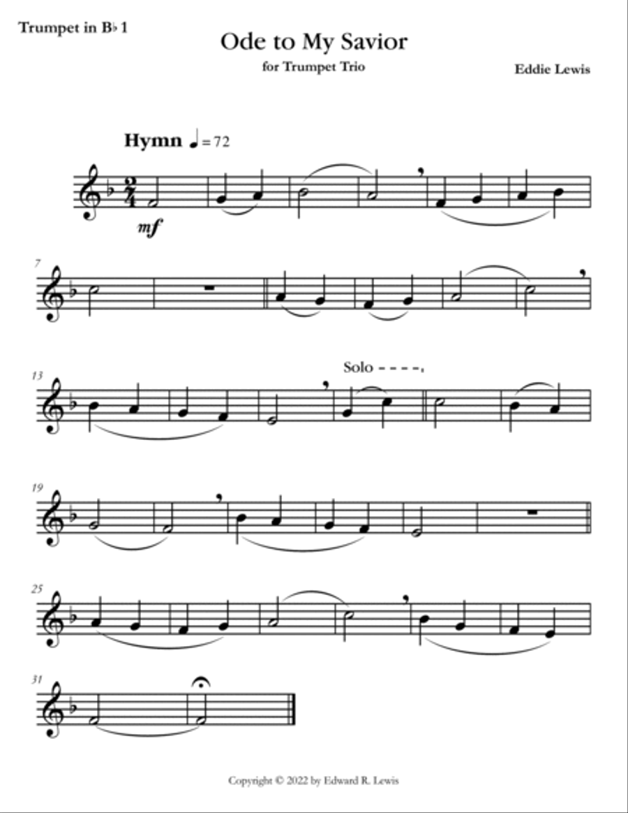 Ode to My Savior Beginner Trumpet Trio Trumpet Trio scores gallery preview page 2