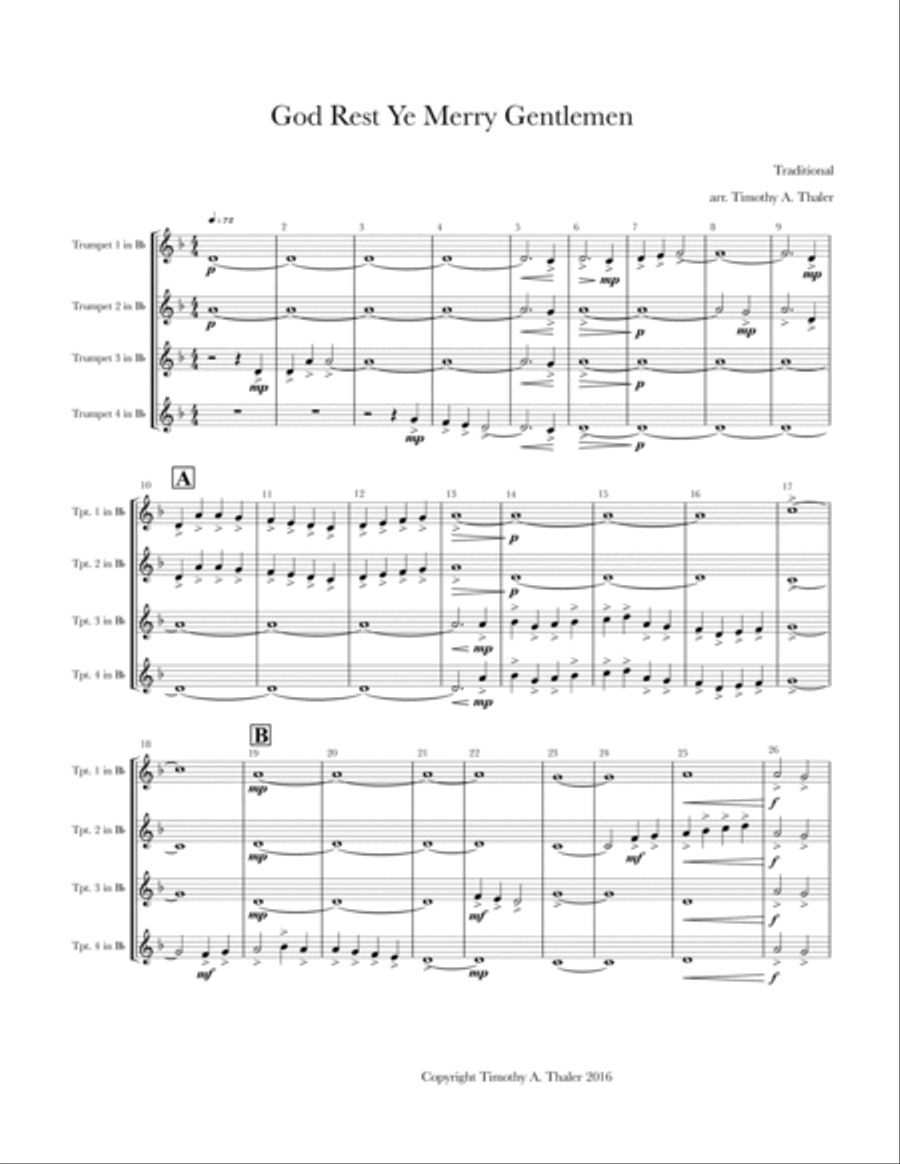 God Rest Ye, Merry Gentlemen Brass Ensemble scores gallery preview page 1