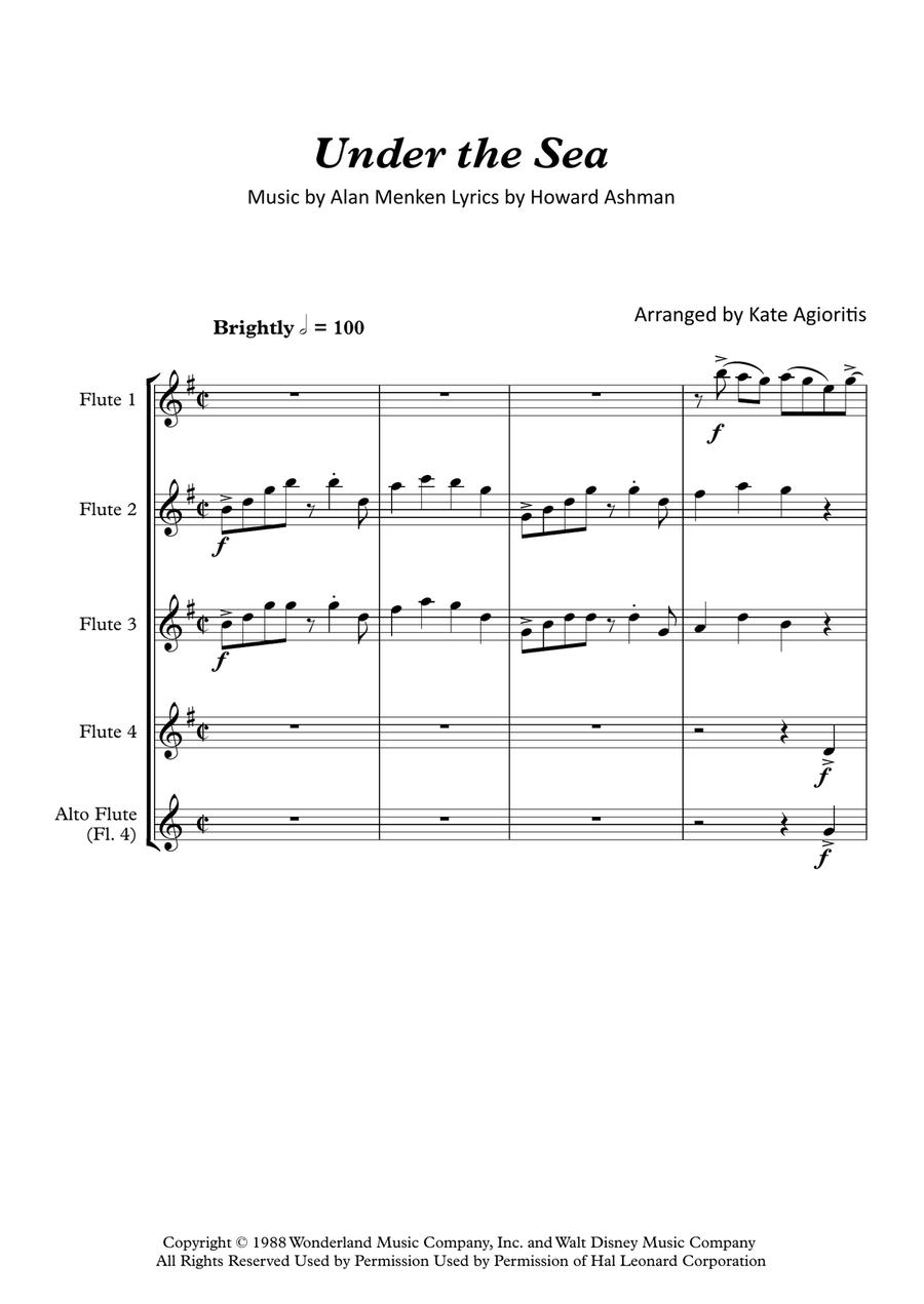 Under The Sea Flute Quartet scores gallery preview page 2