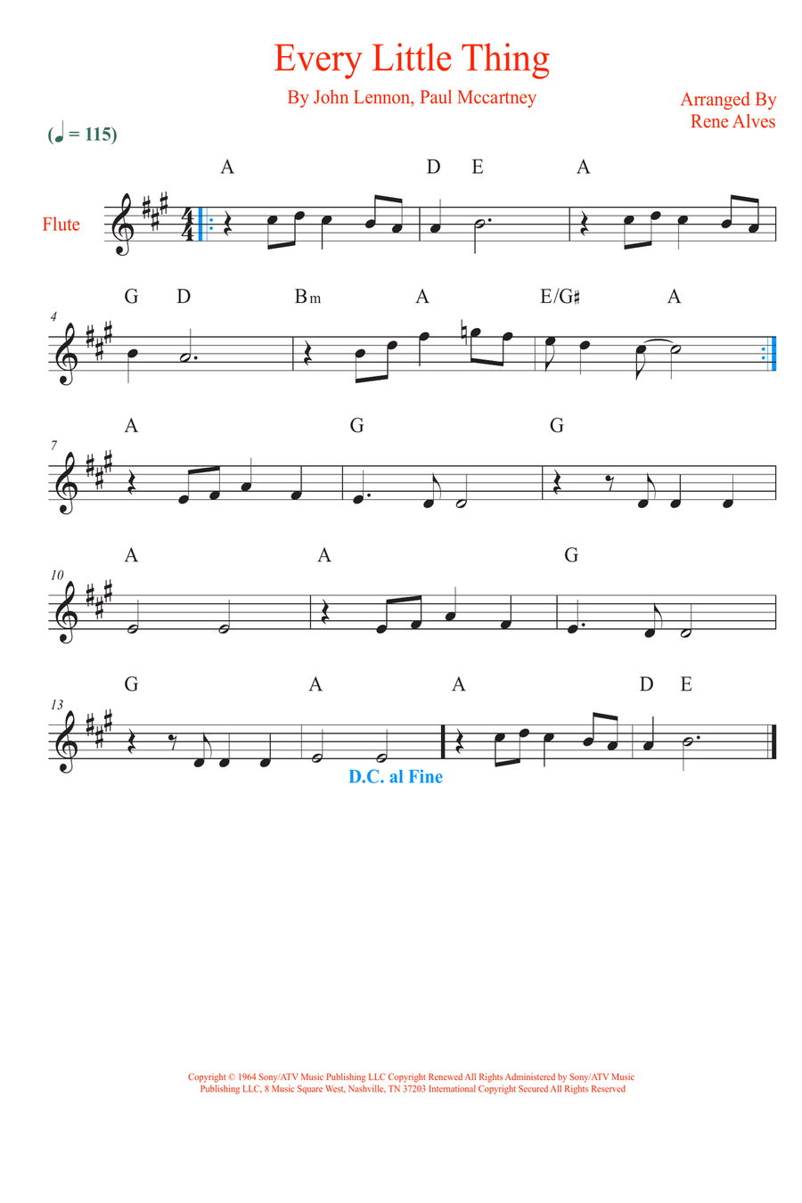 Every Little Thing Every Little Thing Flute Solo scores gallery preview page 1