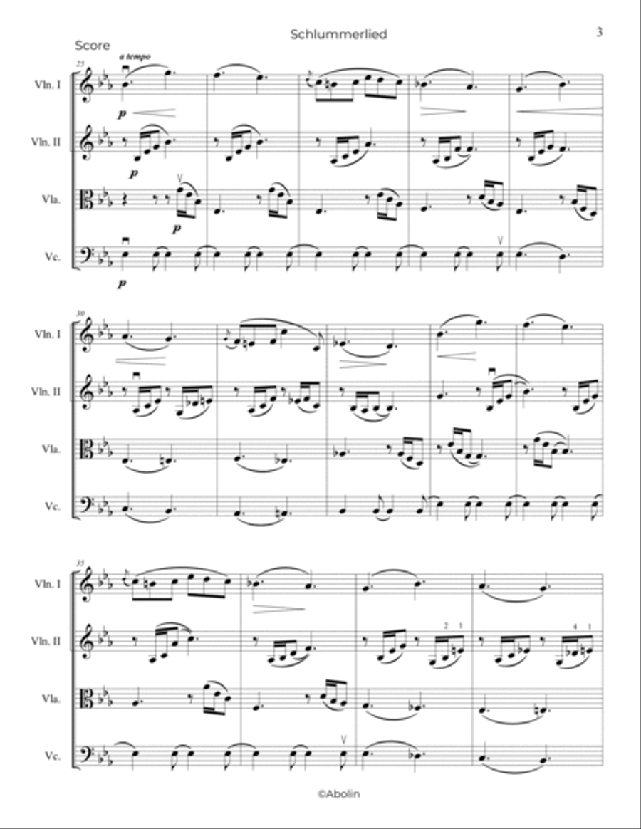 Schumann: Schlummerlied from Albumblatter, Op.124 - String Quartet String Quartet scores gallery preview page 4