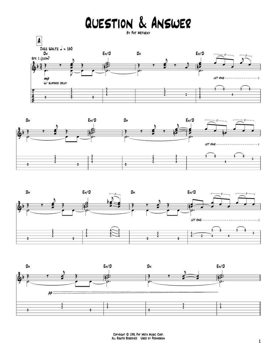 Question & Answer Electric Guitar scores gallery preview page 1
