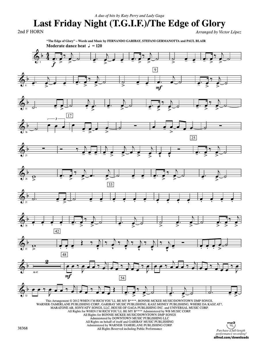 Last Friday Night (T.G.I.F) / The Edge of Glory: 2nd F Horn