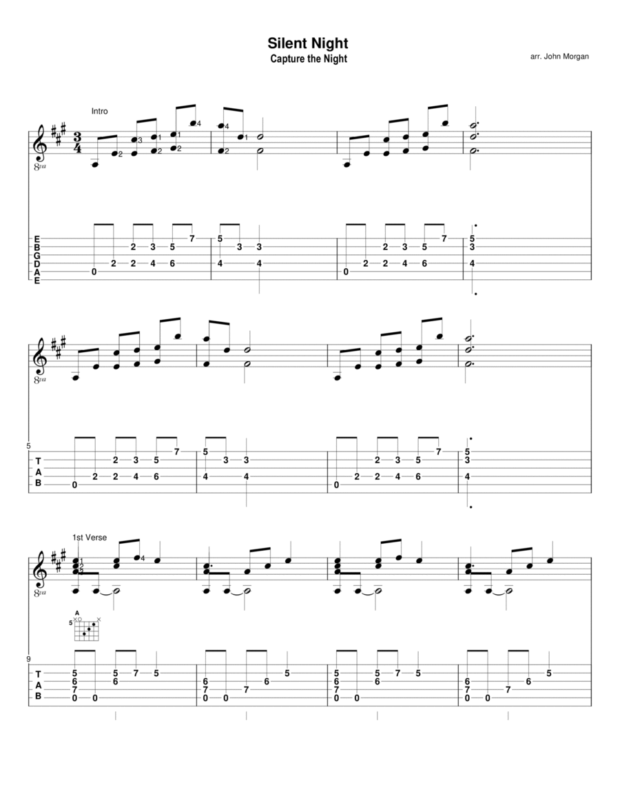 Silent NIght Guitar Solo scores gallery preview page 1