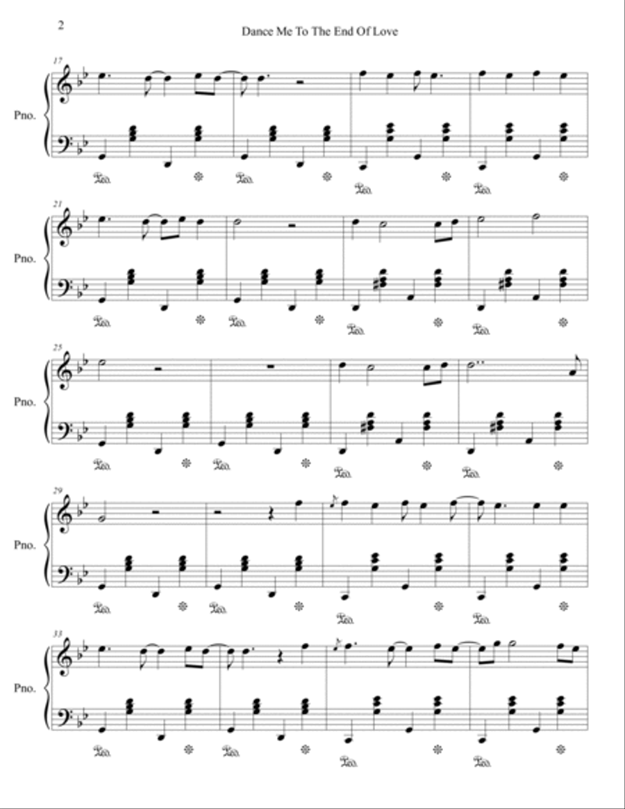 Dance Me To The End Of Love Piano Solo scores gallery preview page 3