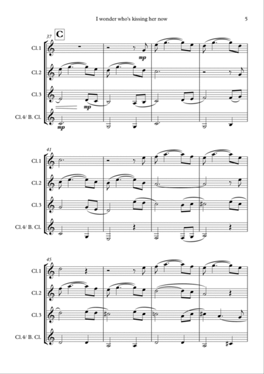 I Wonder Who's Kissing Her Now Woodwind Quartet scores gallery preview page 5