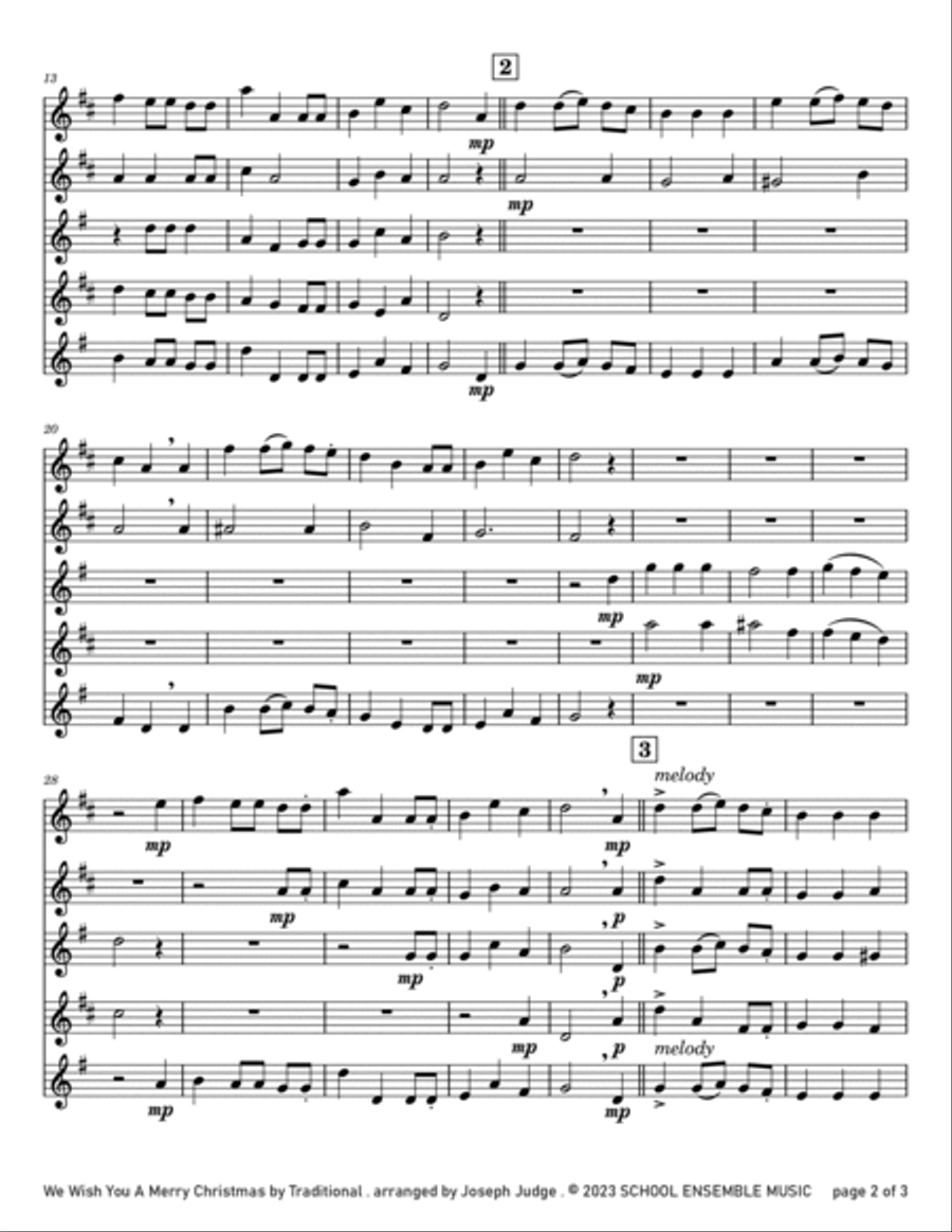 We Wish You A Merry Christmas for Saxophone Quartet in Schools Saxophone Quartet scores gallery preview page 2