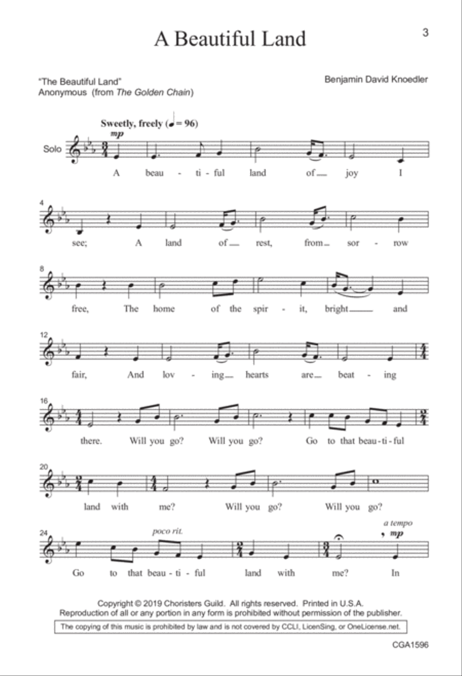 A Beautiful Land (SATB a capella) 4-Part scores gallery preview page 2