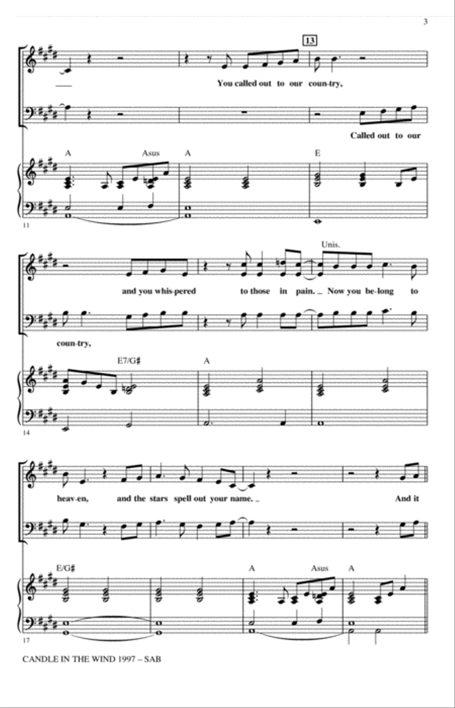Candle In The Wind (arr. Ed Lojeski) 3-Part scores gallery preview page 2