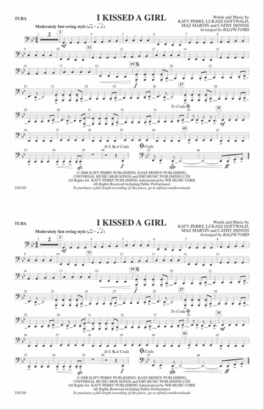 I Kissed a Girl: Tuba Marching Band scores gallery preview page 1