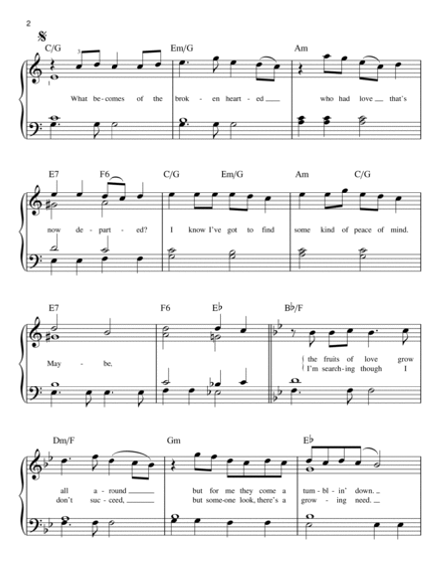 What Becomes Of The Broken Hearted Easy Piano scores gallery preview page 2