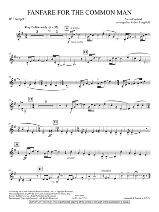 Fanfare For The Common Man (arr. Robert Longfield) - Bb Trumpet 3