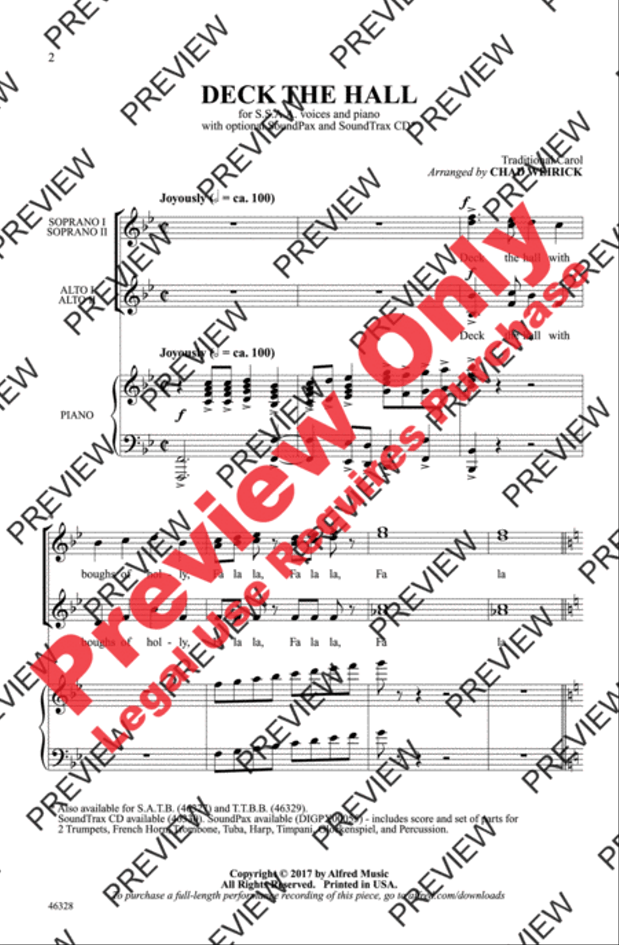 Deck the Hall Deck the Hall Women's Choir scores gallery preview page 2
