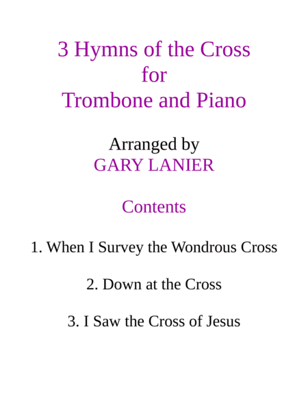 HYMNS of THE CROSS, Set 1 & 2 (Duets - Trombone and Piano with Parts) image number null