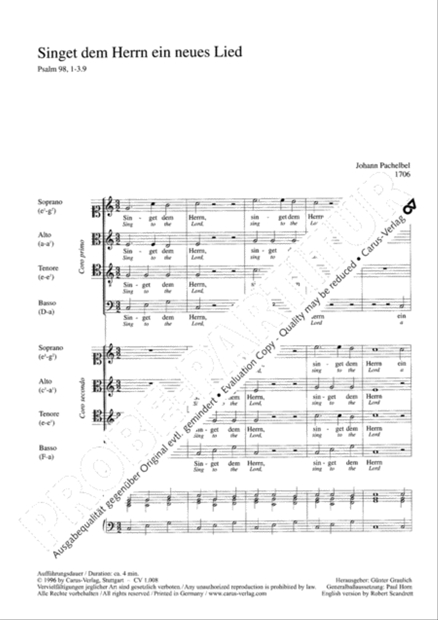 Sing to the Lord a new song (Singet dem Herrn ein neues Lied) 4-Part scores gallery preview page 3