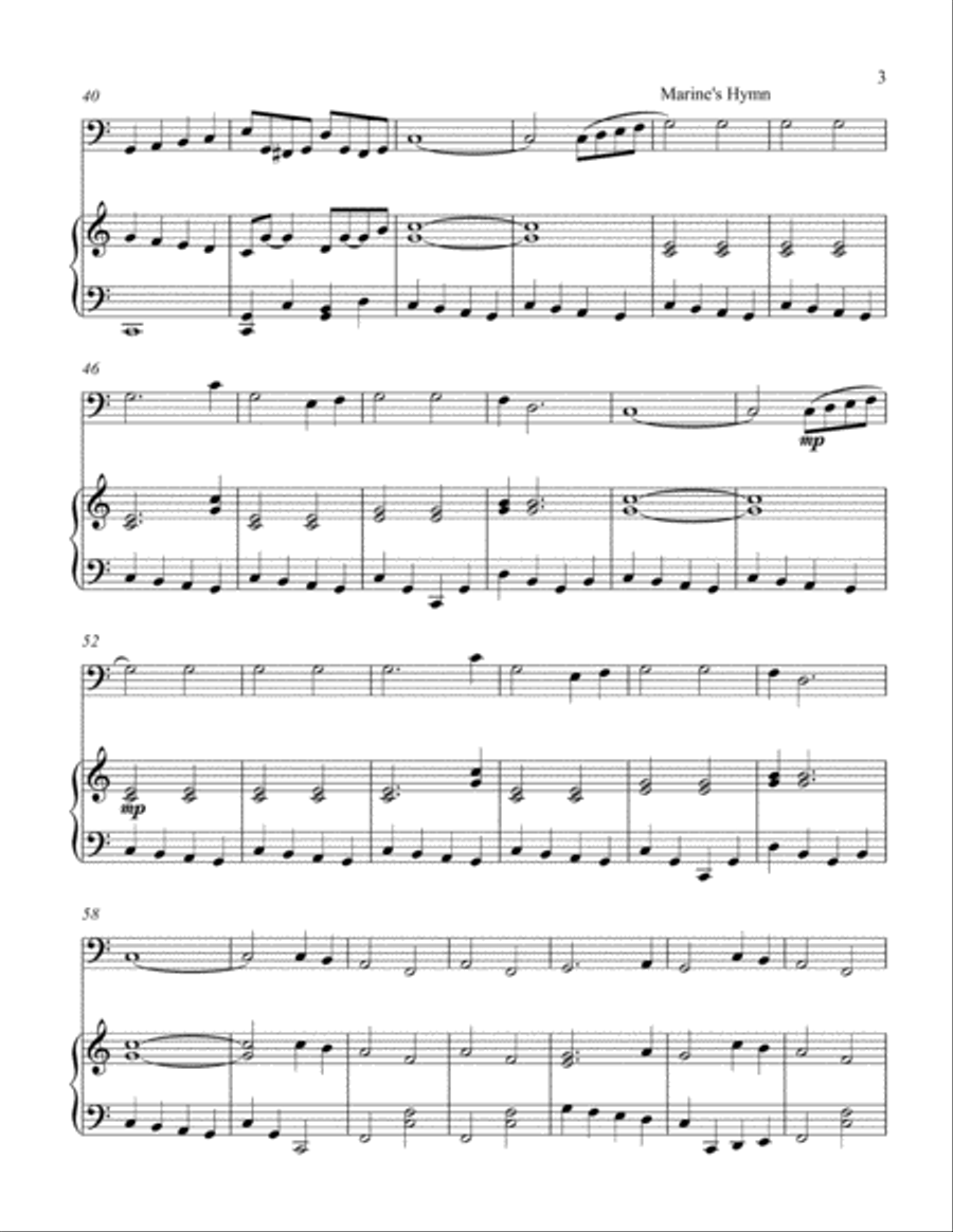 Salute To The Troops (bass C instrument solo) Small Ensemble scores gallery preview page 4