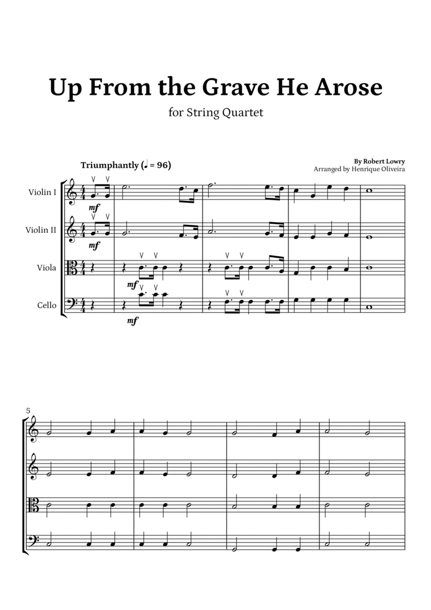 Up From the Grave He Arose (String Quartet) - Easter Hymn image number null