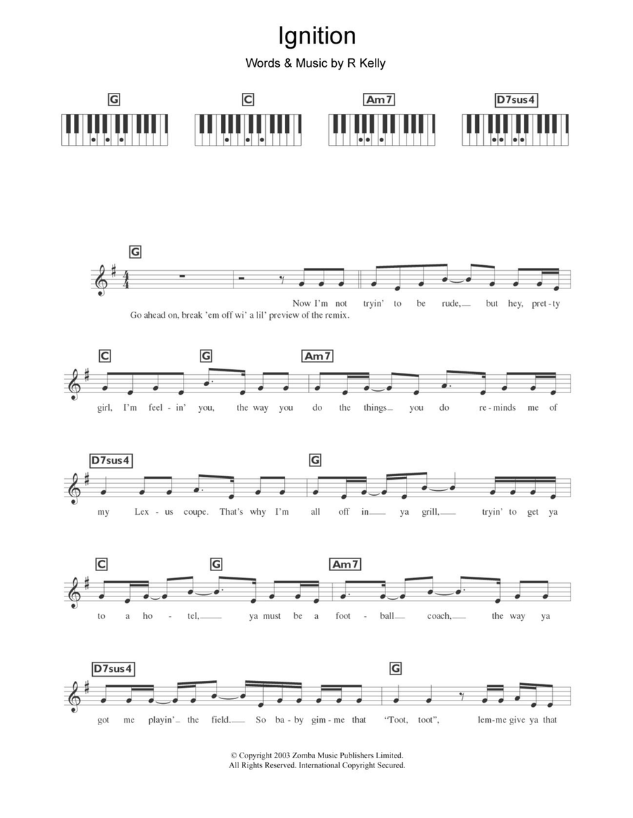 Ignition (Remix) Piano Solo scores gallery preview page 1