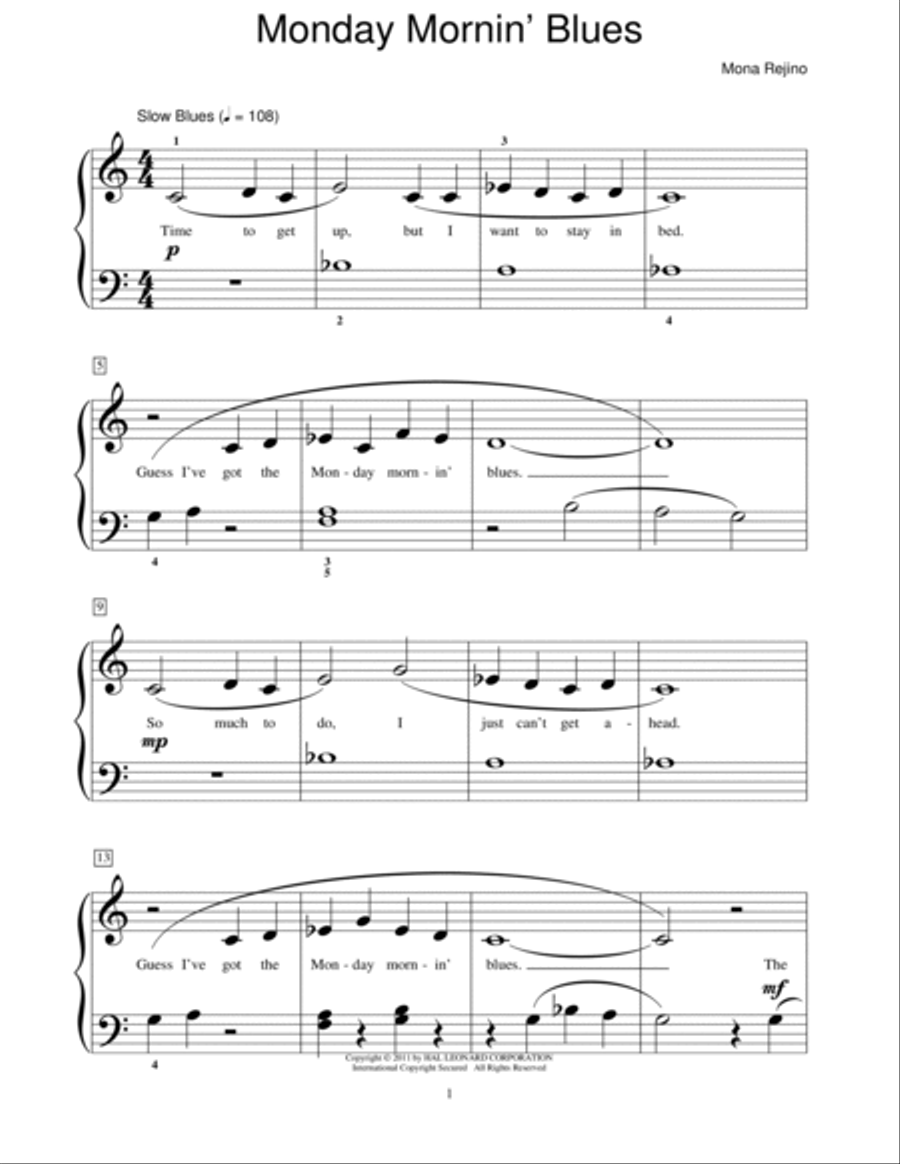 Monday Mornin' Blues Monday Mornin' Blues Piano Method scores gallery preview page 1