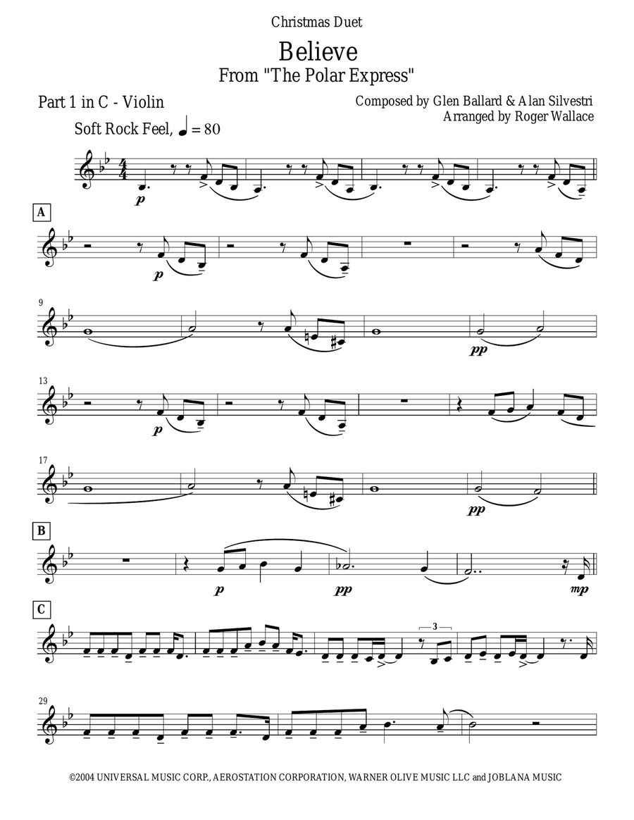 Believe Clarinet Duet scores gallery preview page 6