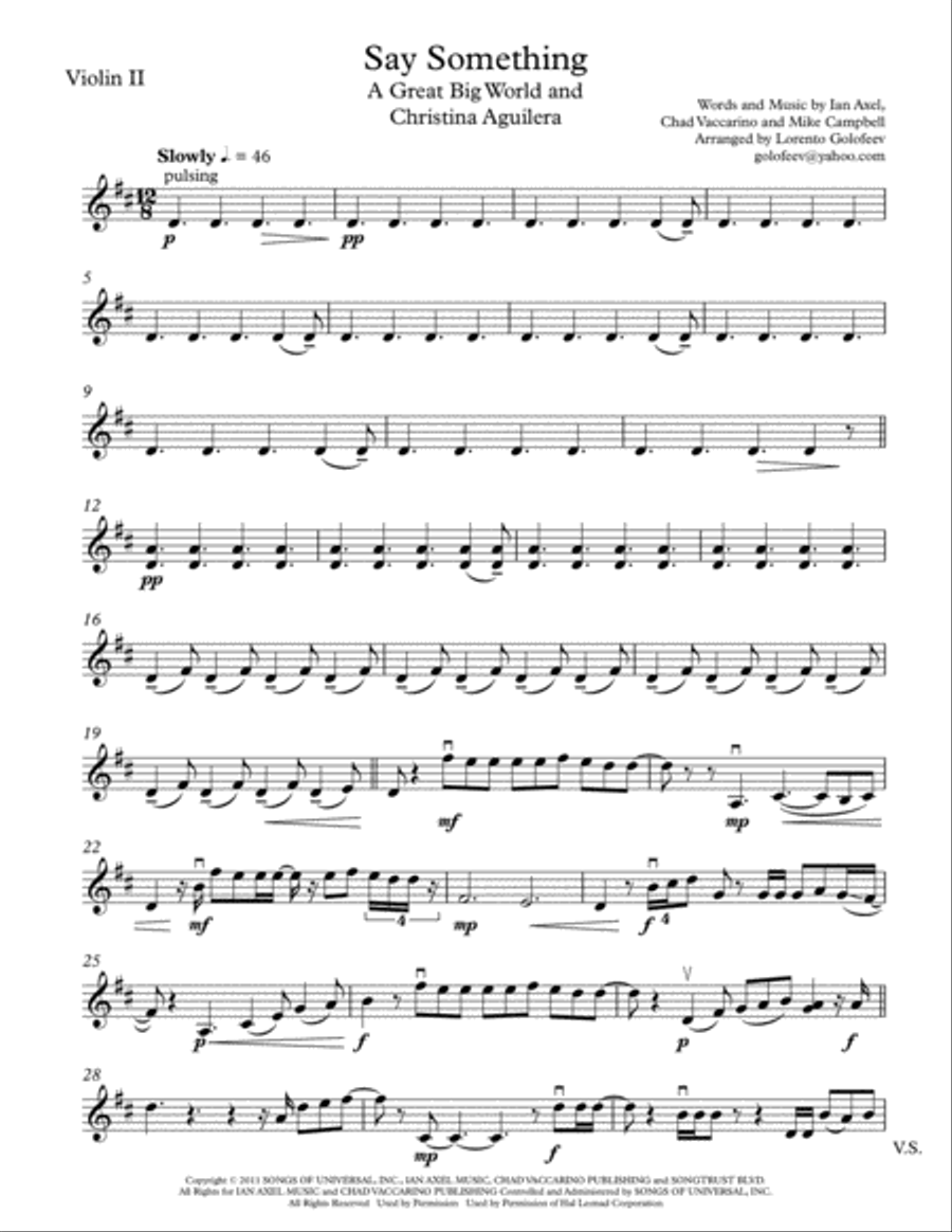 Say Something String Quartet scores gallery preview page 3