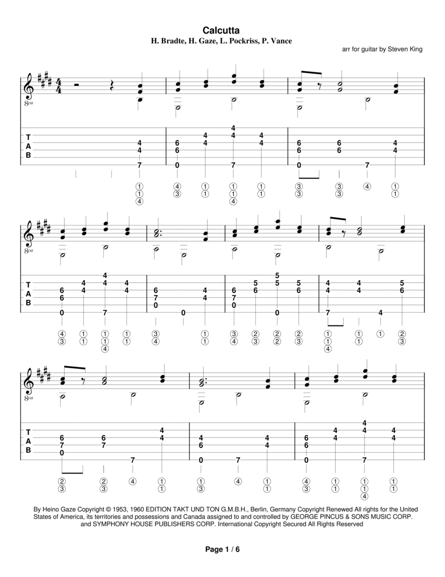 Calcutta Calcutta Guitar Solo scores gallery preview page 1