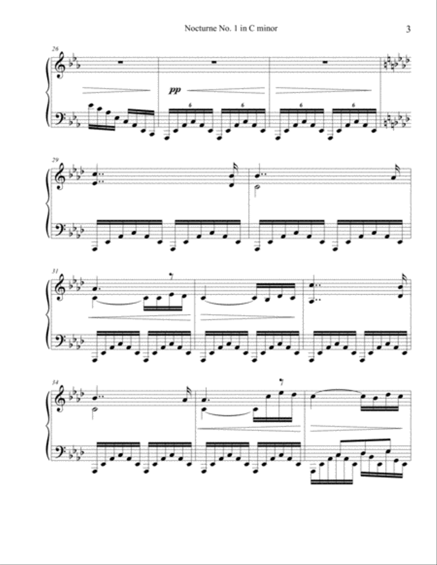 Nocturne No. 1 in C minor, for Piano Solo Piano Solo scores gallery preview page 3