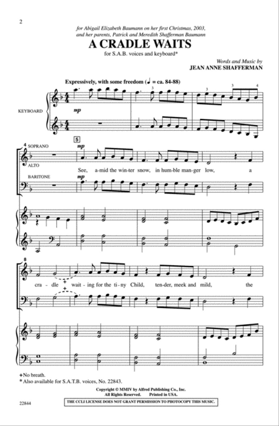 A Cradle Waits 3-Part scores gallery preview page 2