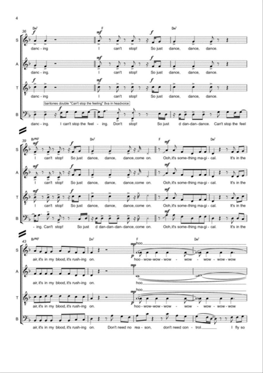 Can't Stop The Feeling! Divisi scores gallery preview page 4