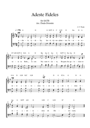 Adeste Fideles (SABT - G major - 2 staffs - no piano - with chords) O Come All Ye Faiful