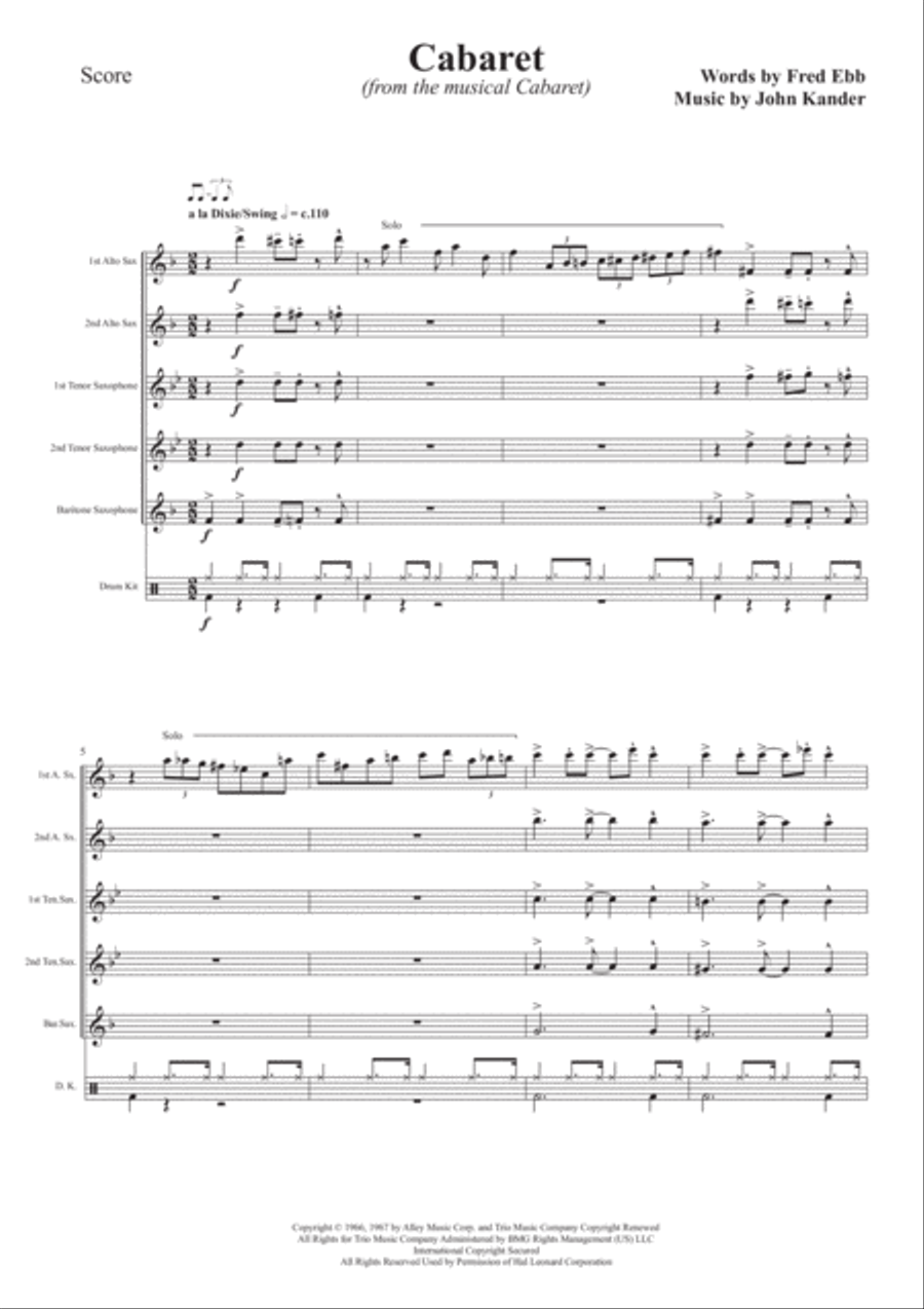 Cabaret Cabaret Woodwind Quintet scores gallery preview page 3