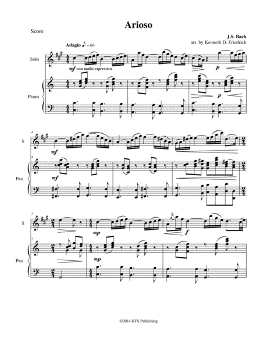 Arioso Arioso Baritone Saxophone scores gallery preview page 1
