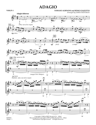 Book cover for Adagio (arr. Jamin Hoffman) - Violin 1