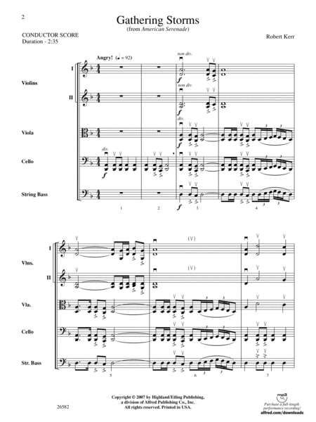 Gathering Storms (Movement 2 from American Serenade Symphony): Score